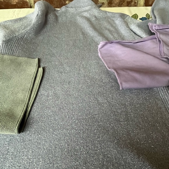 Chico's lilac purple mist shimmer metallic silver turtleneck sweater top - Picture 13 of 13